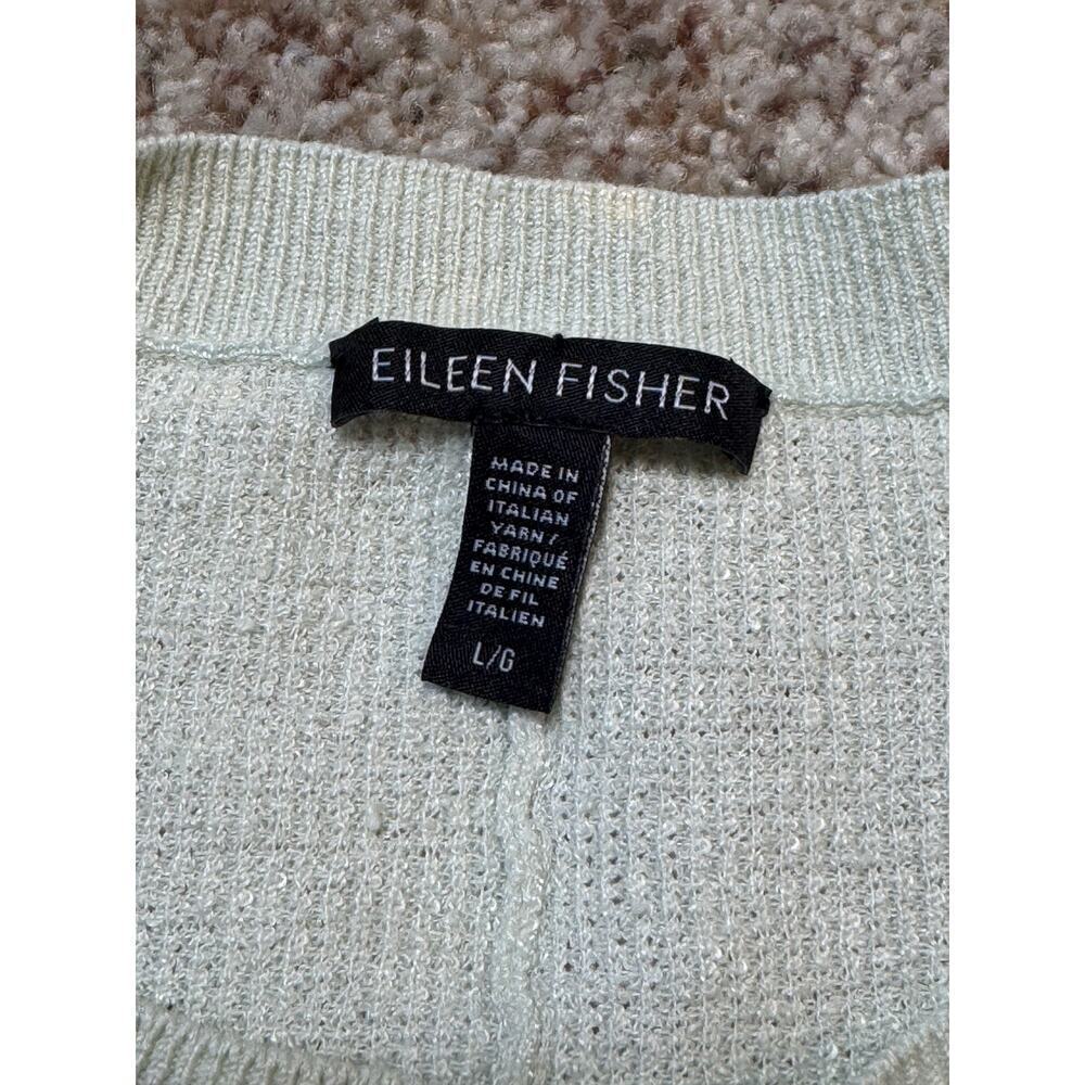 Eileen Fisher Sweater, Large, Light Green/Teal Linen Blend, lightweight crewneck - Picture 3 of 8
